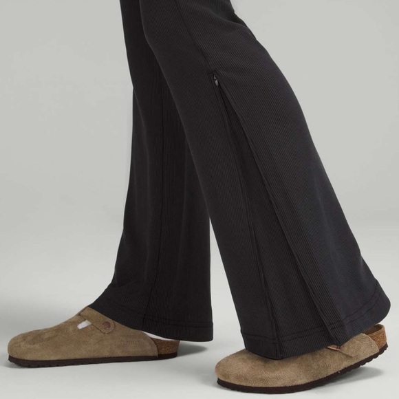 Lululemon Brushed Softstreme Ribbed Zip Flared Pant - Black - Picture 4 of 13